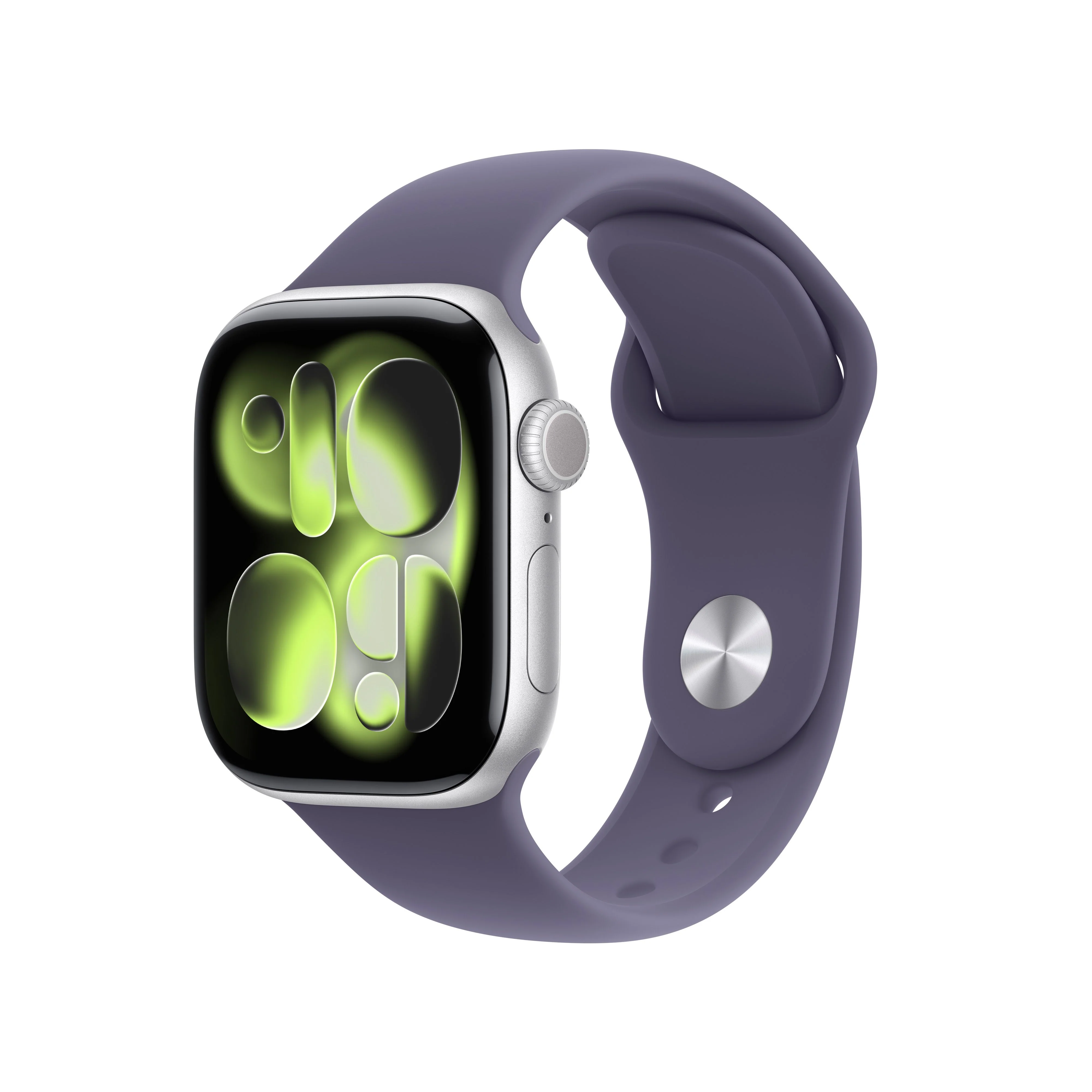 Apple Watch Series 11 GPS + Cellular, Caixa em alumínio prateado de 42 mm com Bracelete desportiva roxo névoa - S/M