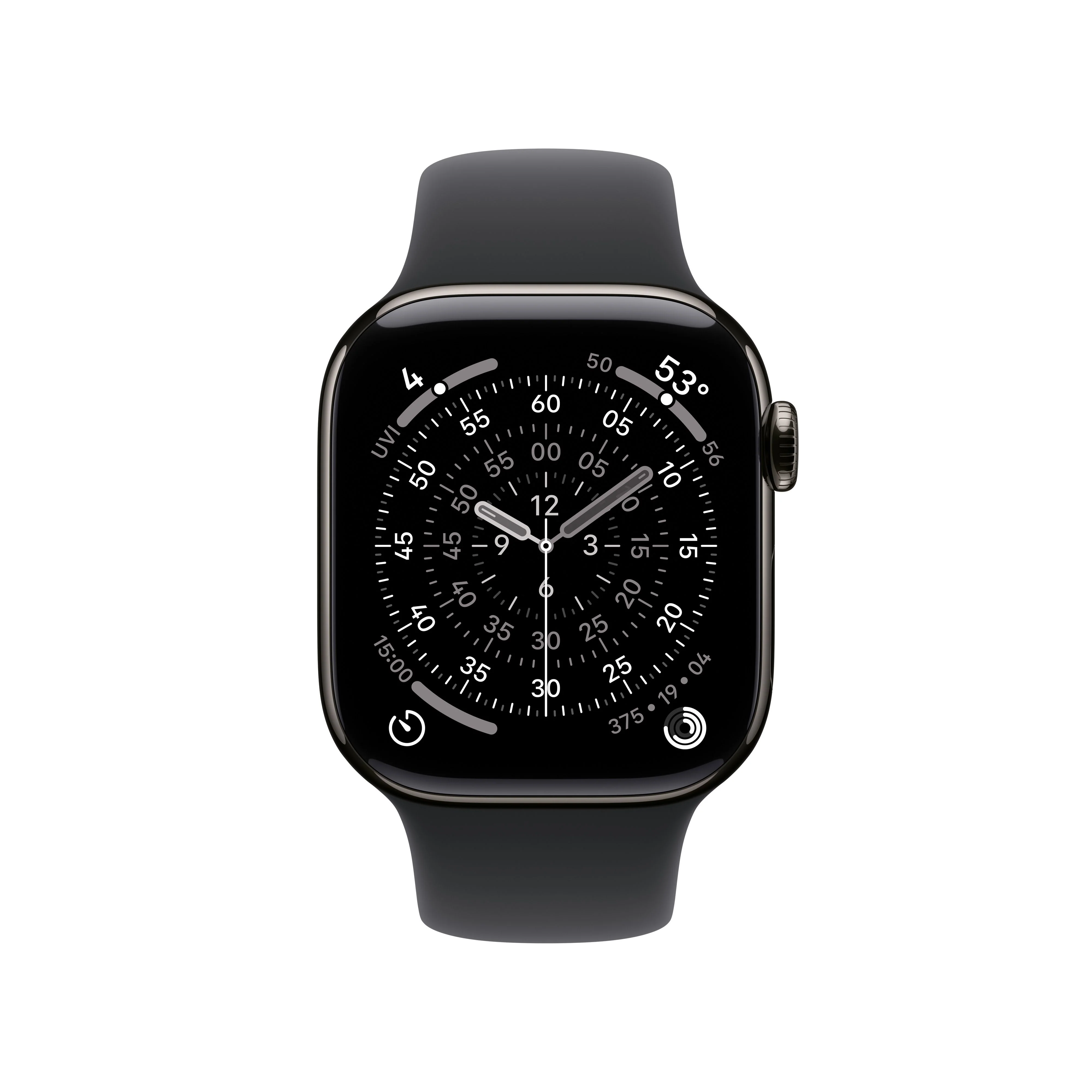 Apple Watch Series 11 GPS + Cellular, Caixa em titânio ardósia de 42 mm com Bracelete desportiva preta - S/M - Image 2