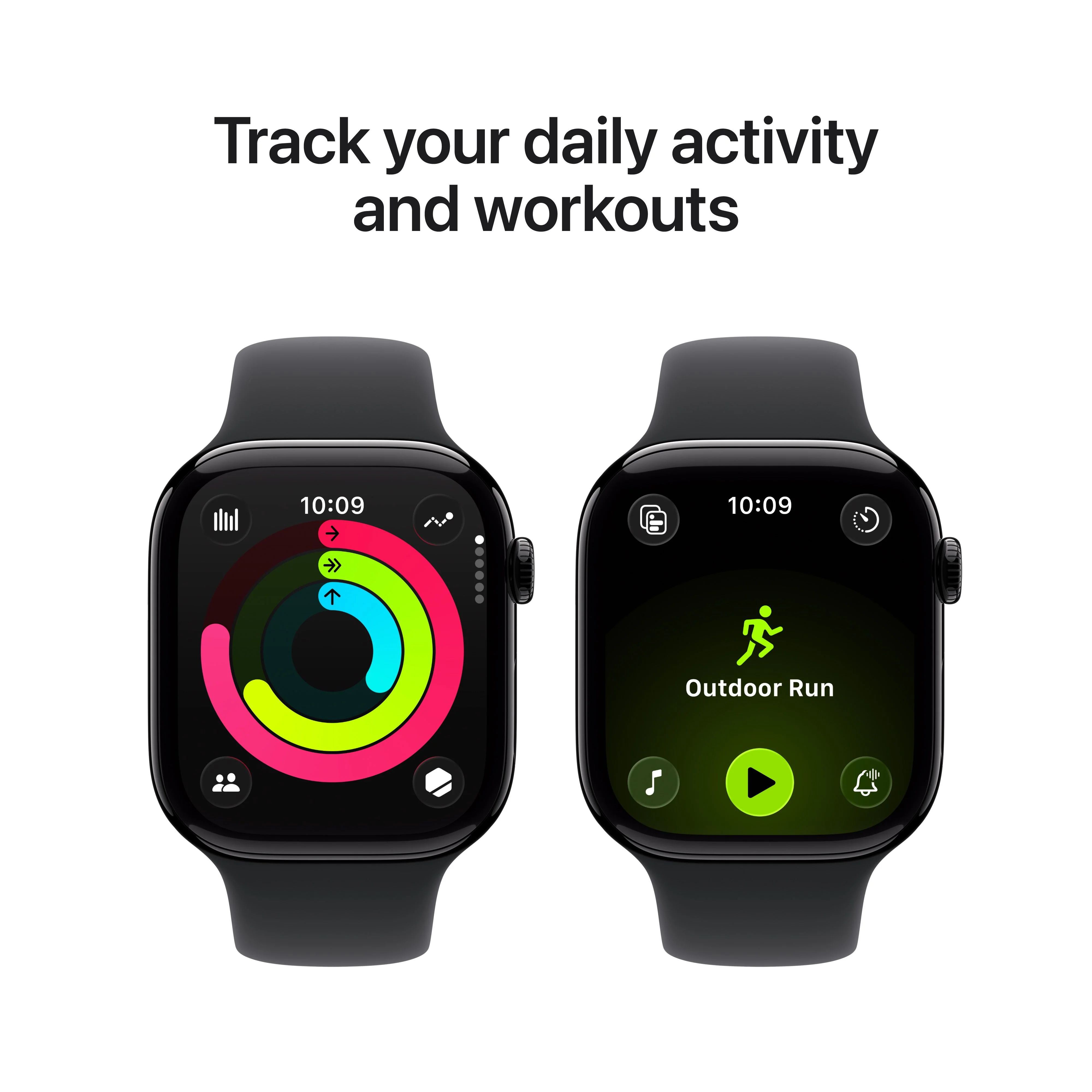 Apple Watch Series 11 GPS + Cellular, Caixa em alumínio preto brilhante de 46 mm com Bracelete desportiva preta - S/M - Image 4