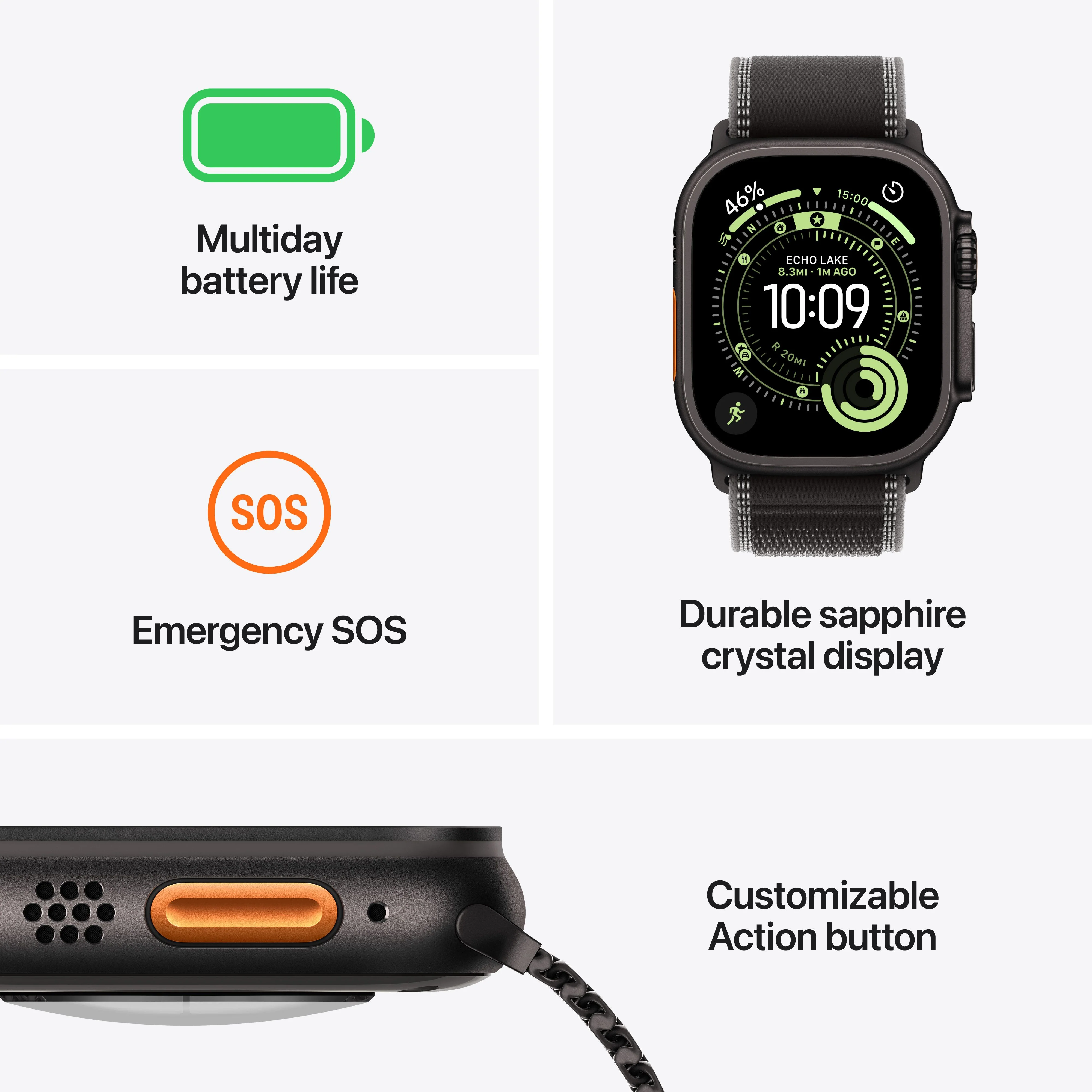 Apple Watch Ultra 3 GPS + Cellular, Caixa em titânio natural de 49 mm com Loop Alpine azul-claro - S - Image 3