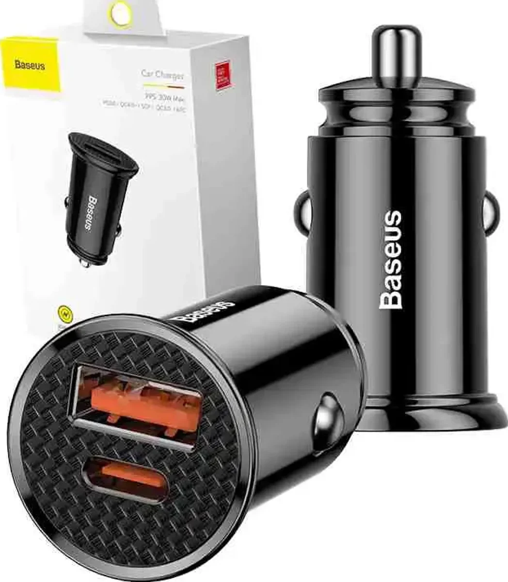 Baseus Carregador Circular Plastic A+C 30W Pps Car Charger Black - Image 7