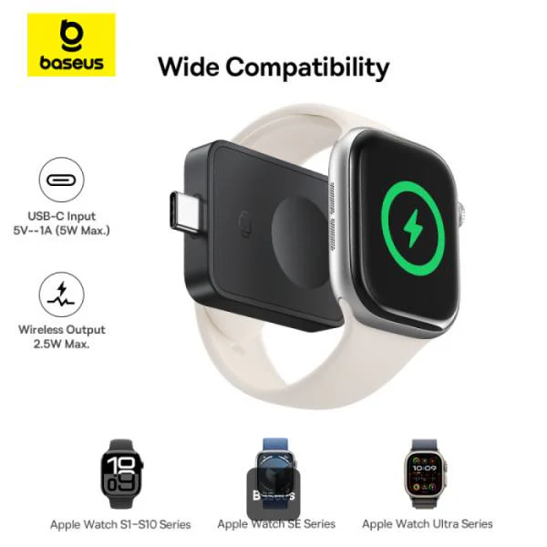 Baseus Carregador Magpro Magnetic Wireless Charger For E-Watch 2.5W Cosmic Black - Image 6