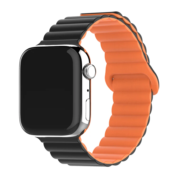 Bracelete Silicone Inmove Apple Watch Magnetic 38/40/41/42mm Preto/Laranja - Image 4