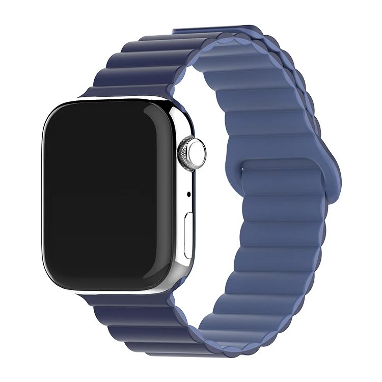 Bracelete Silicone Inmove Apple Watch Magnetic 44/45/46/49mm Dark/Light Blue - Image 3