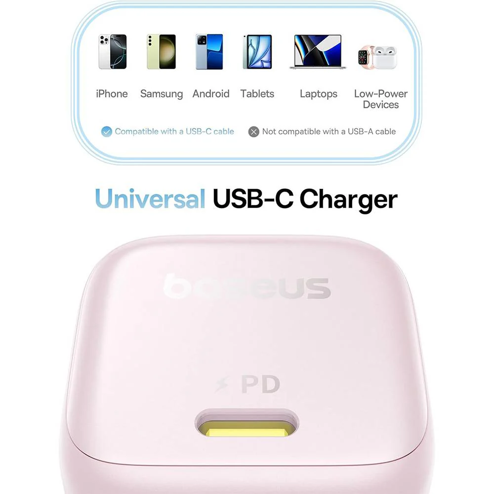 Carregador Baseus Picogo Gan 1C 45W Eu Baby Pink - Image 4